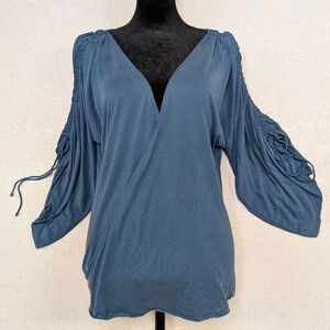 Free People Salt N Peppa Surplice Wrap Top - Jade Teal Size Medium